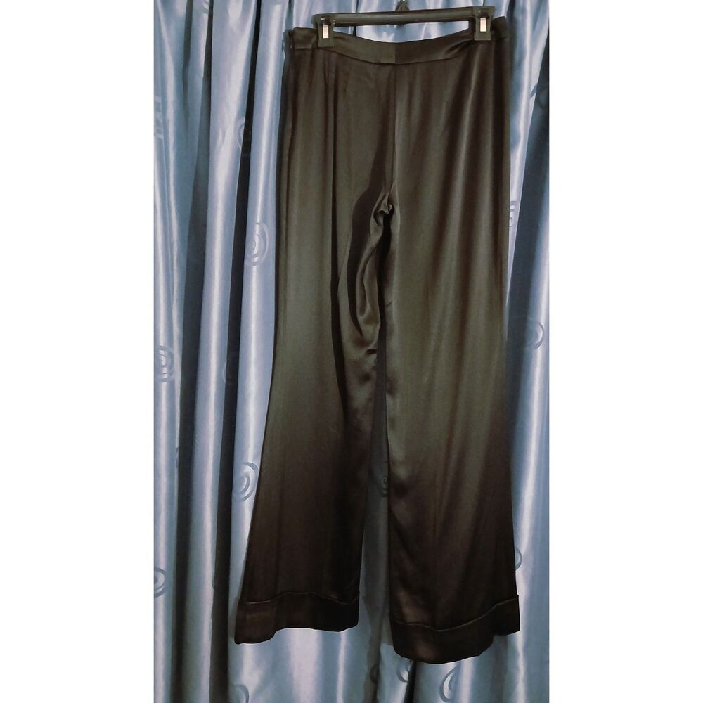 'ECCOCI' Black Wide Leg Dress High Rise Flowy Trousers Sz 4